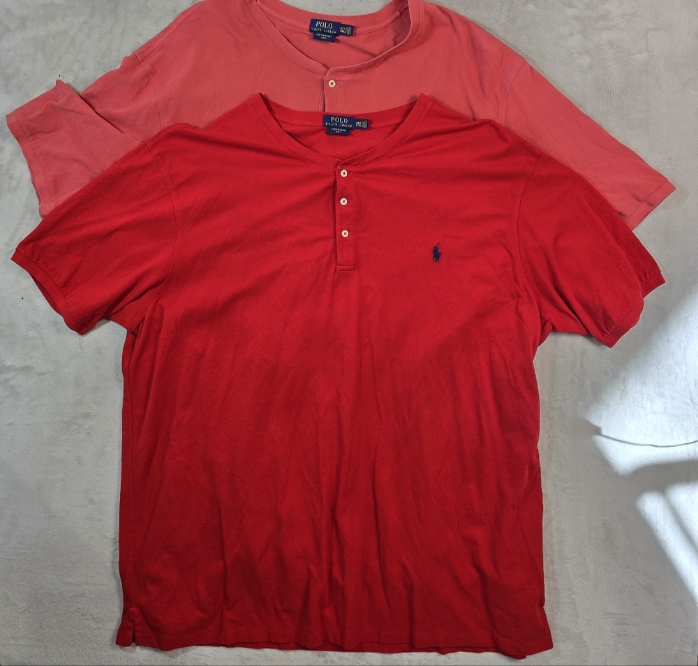 Lot Of 2 Polo Ralph Lauren Featherweight Mesh Shirt Big&Tall Red 4XLT